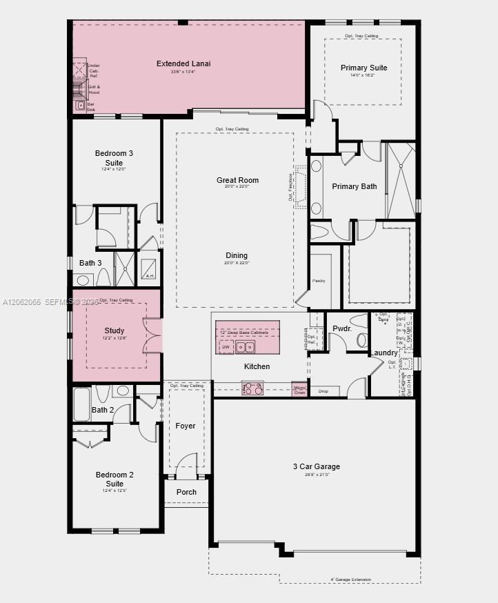Image 2: Floor Plan - Additional Highlights Include: Gourmet kitchen, study in place of flex, extended lanai,