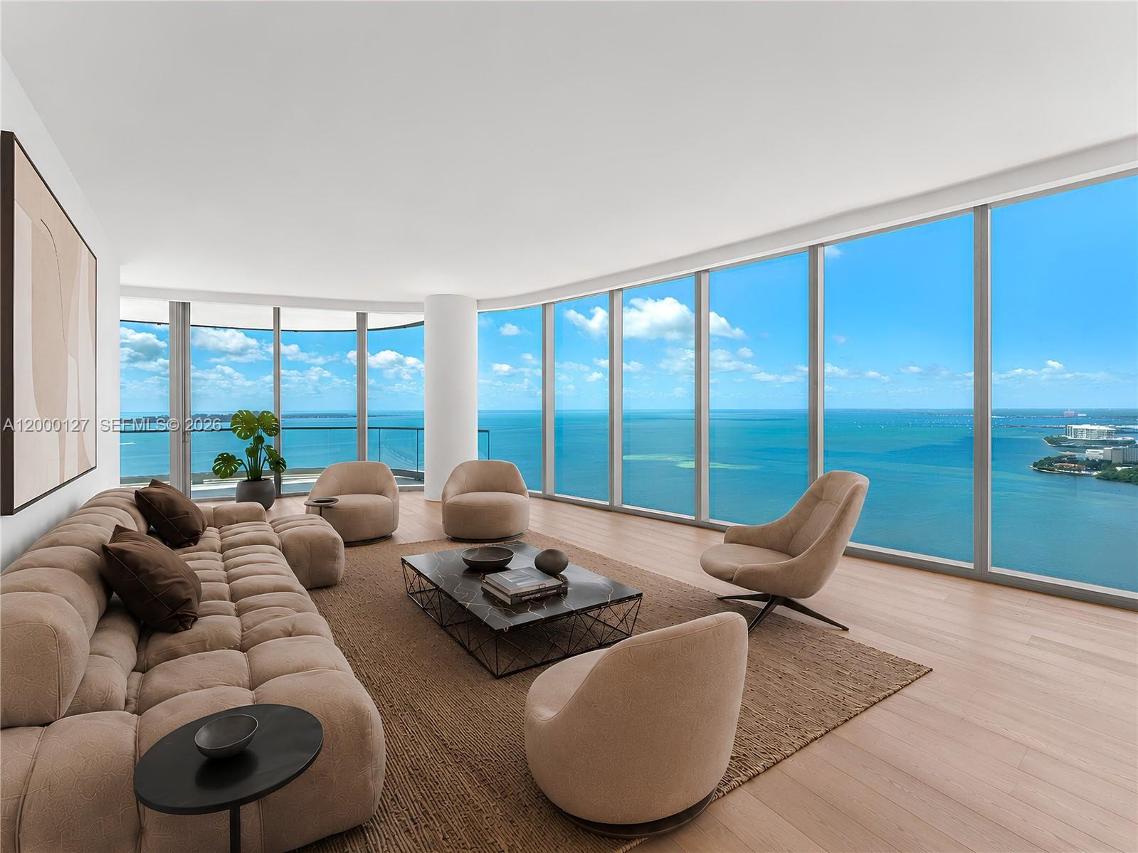 Image 1: UNA Residences Brickell Living Room. Virtually Staged.
