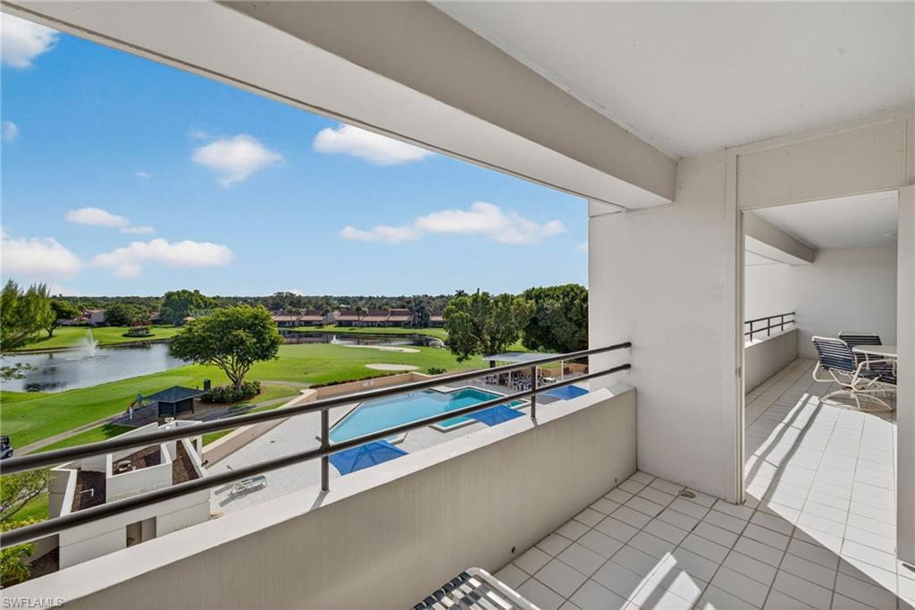 Image 3: View from balcony of Pool, Golf Course, Lake and Sunrises