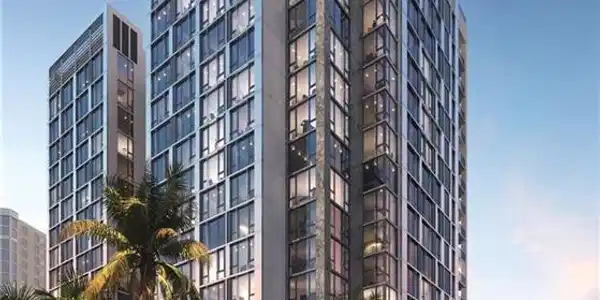 Image 4: View of outdoor building at dusk