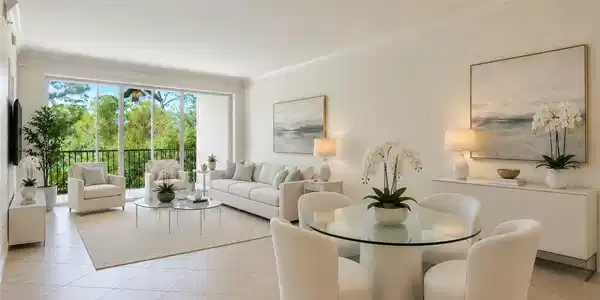 Image 4: Virtually staged Living/Dining Area