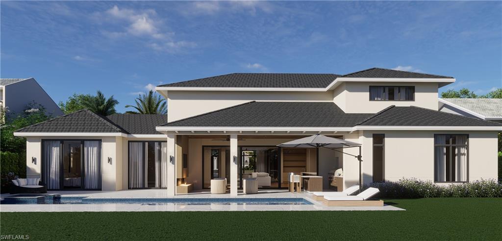 Image 4: Outdoor living, pool and backyard rendering