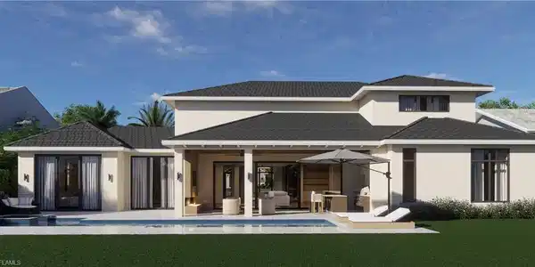 Image 4: Outdoor living, pool and backyard rendering