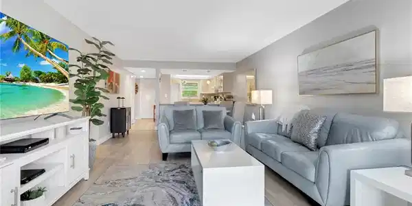 Image 3: Living room featuring light wood finished floors