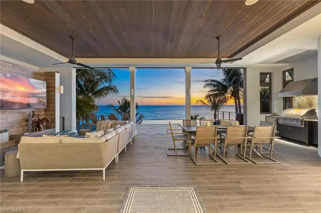 Image 1: The lanai at sunset