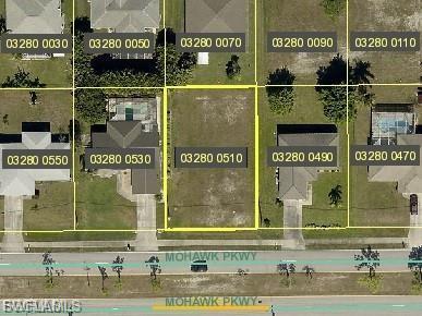 Image 1: Aerial Parcel Map. Displaying property boundaries and identification numbers for the parcels along Mohawk Pkwy