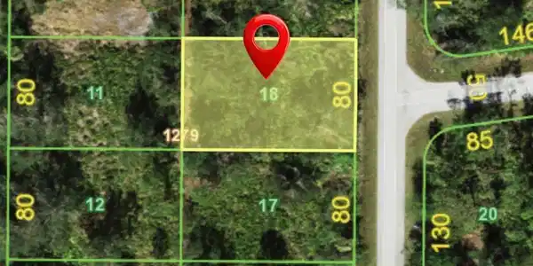 Image 2: Aerial map of property and surrounding area featuring property parcel outlined