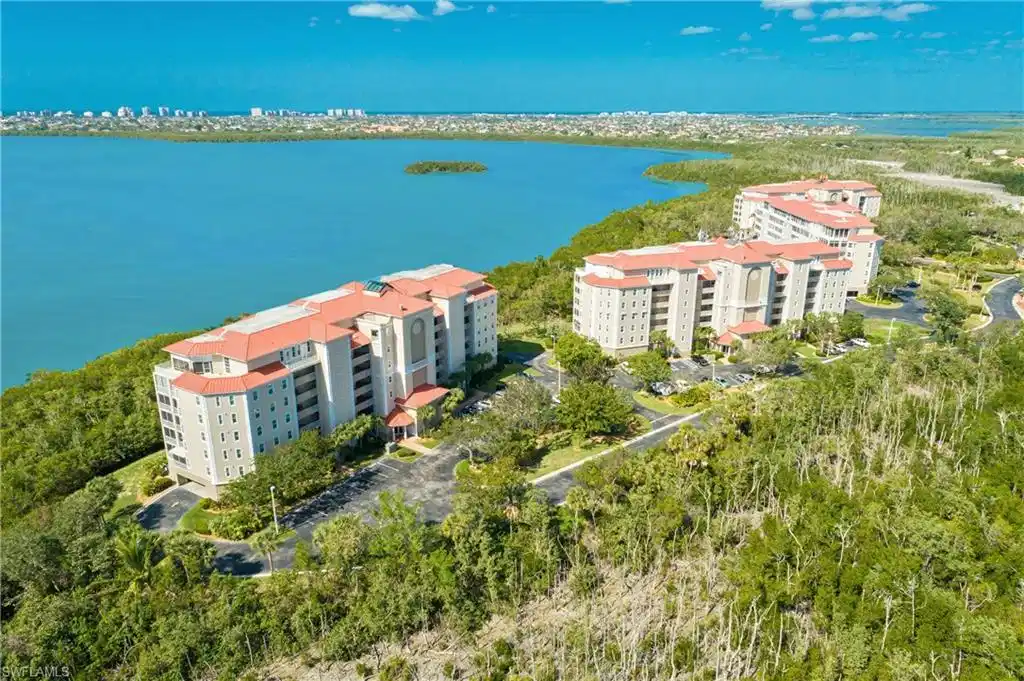 Image 1: Bird's eye view of a nearby body of water