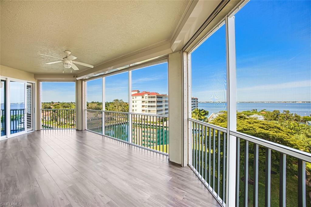 Image 2: Tiled lanai with expansive views of the Marina and the Caloosahatchee