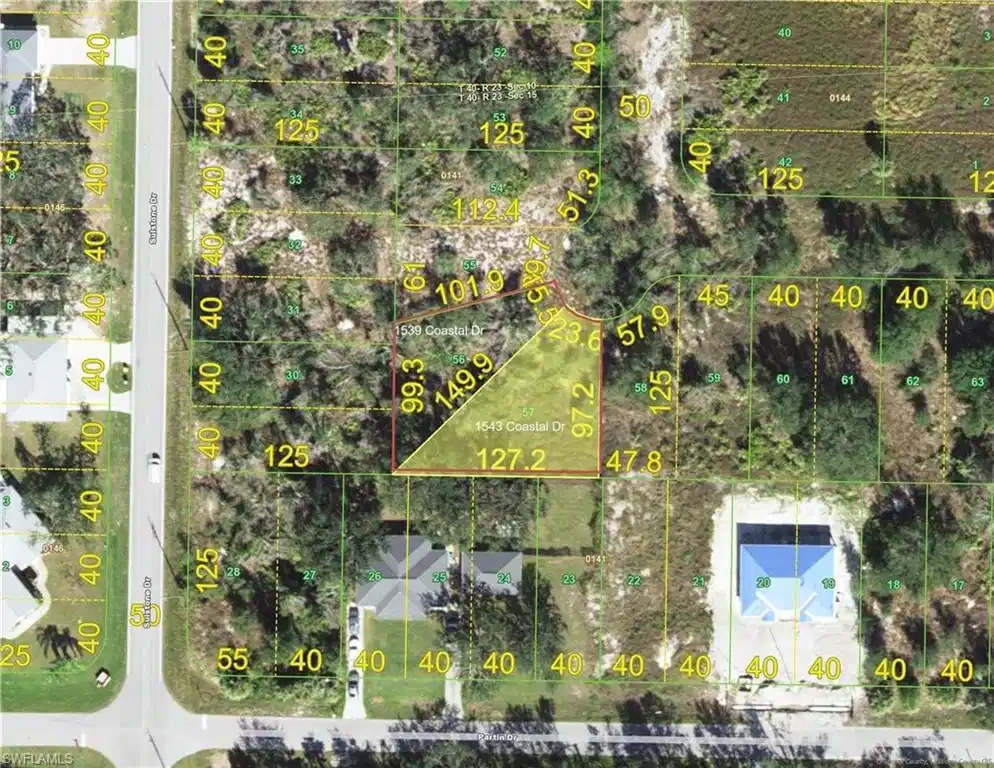 Image 1: Aerial map of property and surrounding area with property parcel outlined