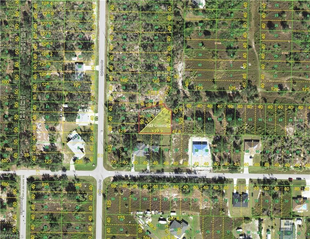 Image 2: Aerial map of property and surrounding area featuring property boundaries highlighted