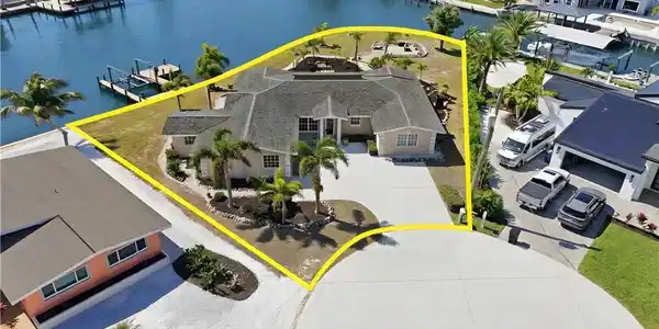 Image 3: Aerial view of residential area featuring a nearby body of water - Virtually Edited Image