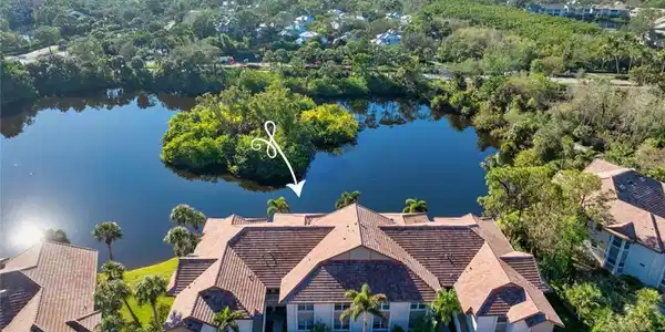 Image 2: Beautiful eagle eye view of water and preserve