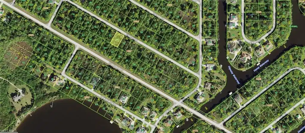Image 1: Plat Map. Displaying individual property boundaries and waterways