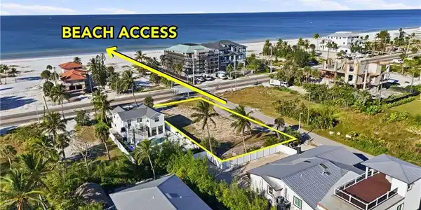 Image 3: View of property location with expansive beach and property boundaries highlighted - Virtually Edited Image