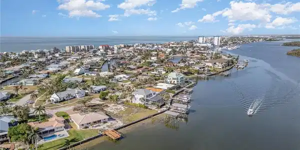 Image 2: Aerial view of property's location on Estero Island & Bay