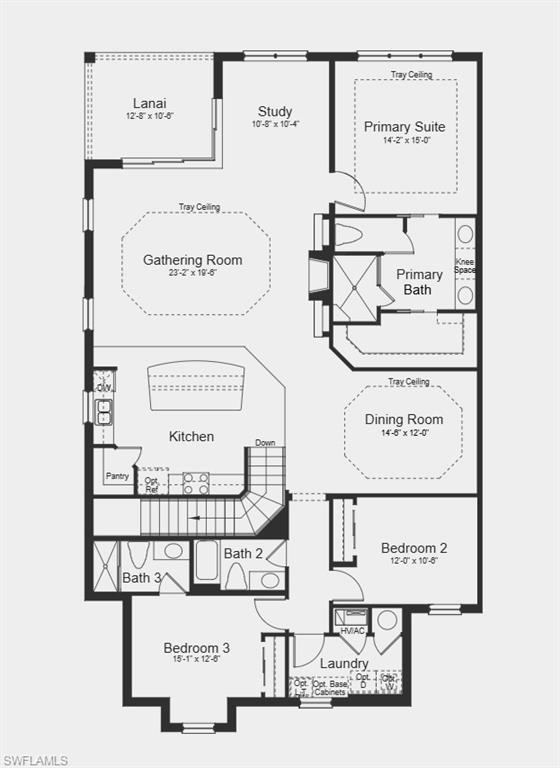 Image 2: Floor Plan - Additional Highlights Include: impact windows and doors, vaulted ceiling with ample natural lighting, solid surface counters, upgraded cabinets and laminate flooring