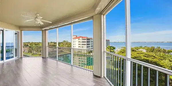 Image 2: Tiled lanai with expansive views of the Marina and the Caloosahatchee