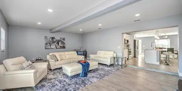 Image 3: Living room featuring light hardwood / wood-style flooring