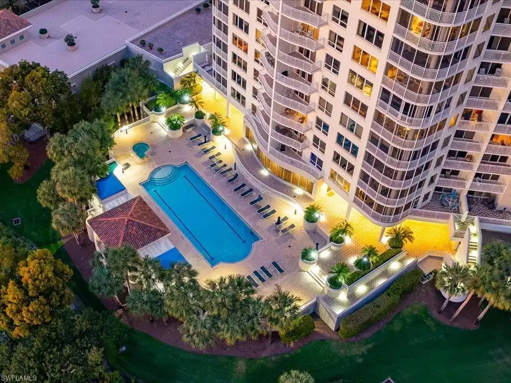 Image 1: Aerial view of a pool area