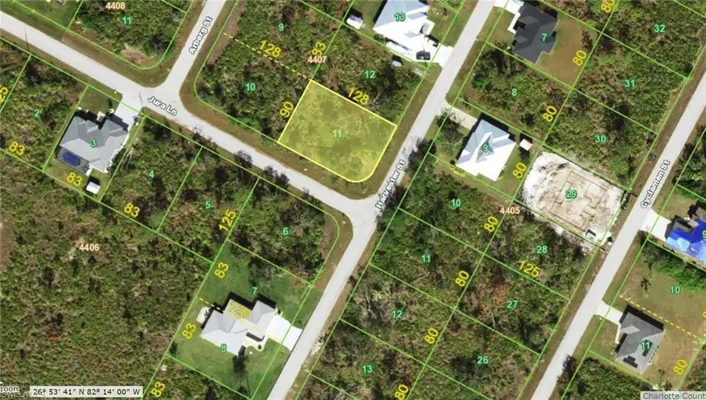 Image 1: Aerial view of property's location with property boundaries highlighted