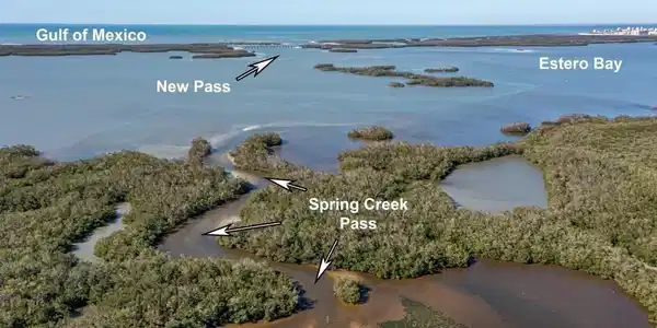 Image 3: Birds eye view of the Passes leaving by boat to Estero Bay & the Gulf of Mexico