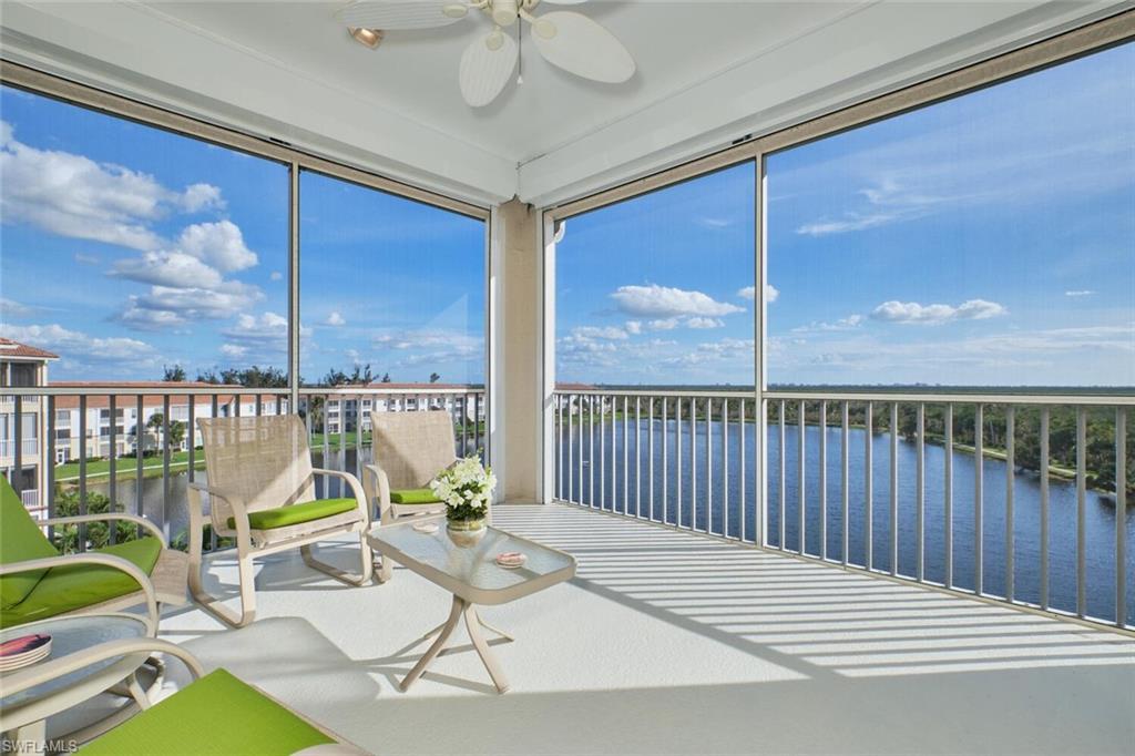 Image 4: Unfurnished sunroom with a water view and ceiling fan