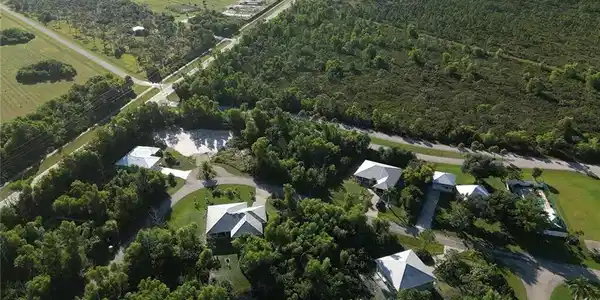 Image 4: Aerial view of property's location with rural landscape