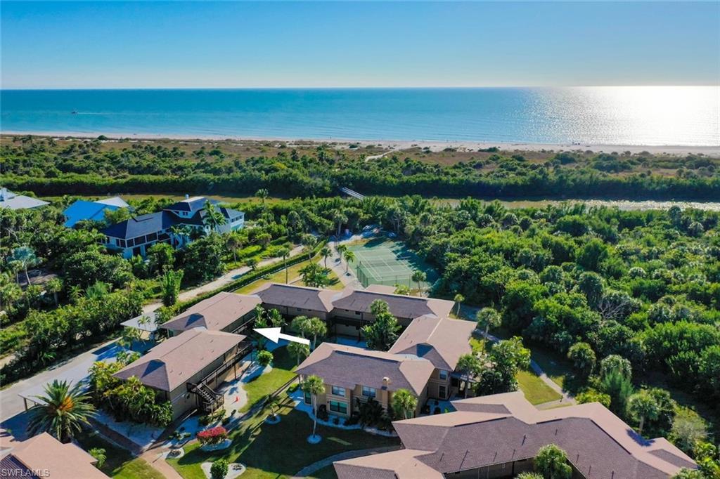Image 3: Aerial view of residential area with a pool area