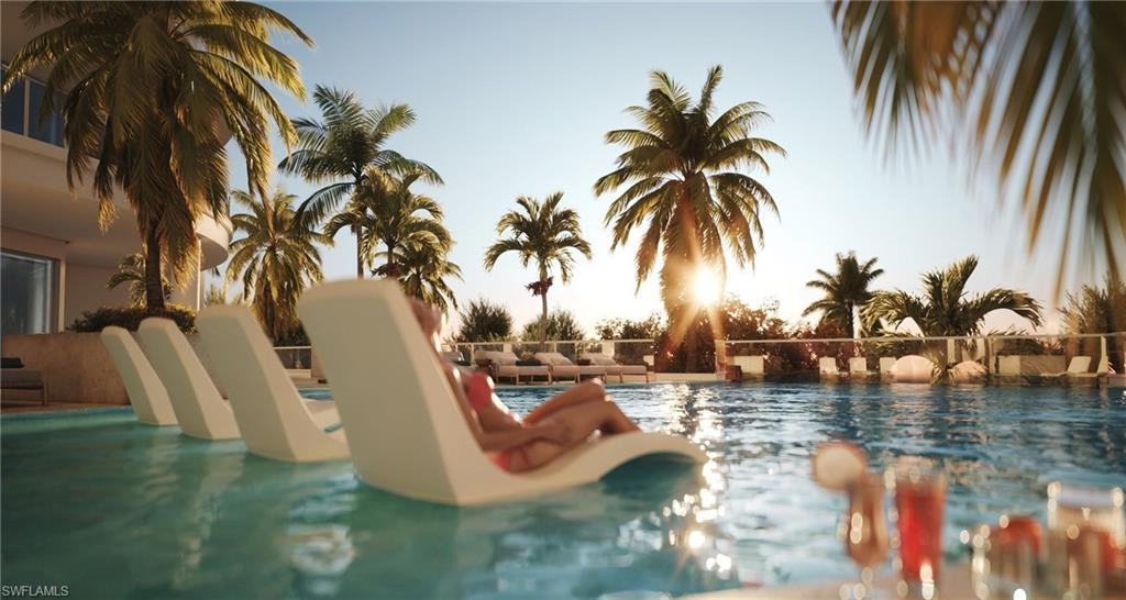 Image 4: View of pool at dusk