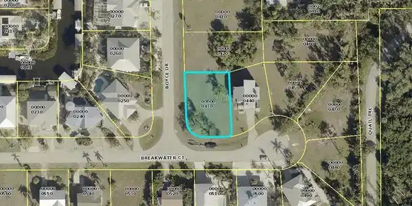 Image 2: Aerial map of property and surrounding area with property parcel outlined