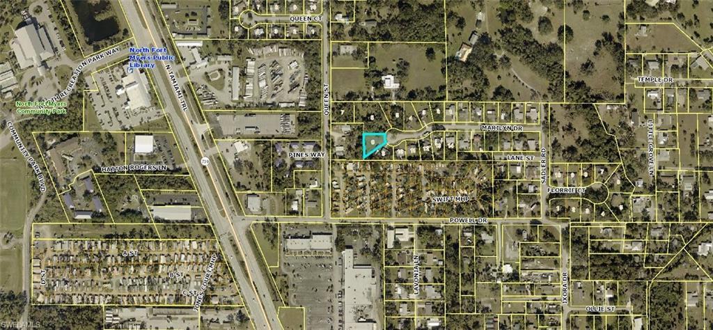Image 2: Aerial map of property and surrounding area featuring property parcel outlined