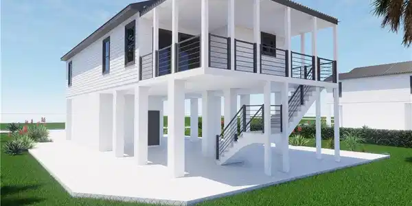 Image 2: Virtual Rendering - Rear view of property with a patio area, and stairs