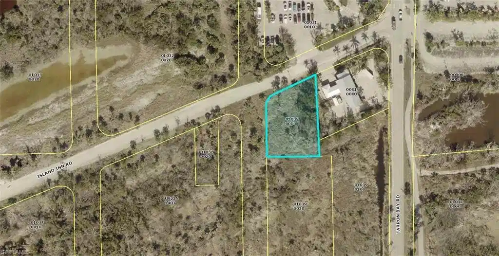 Image 1: Aerial view of property's location with property boundaries highlighted
