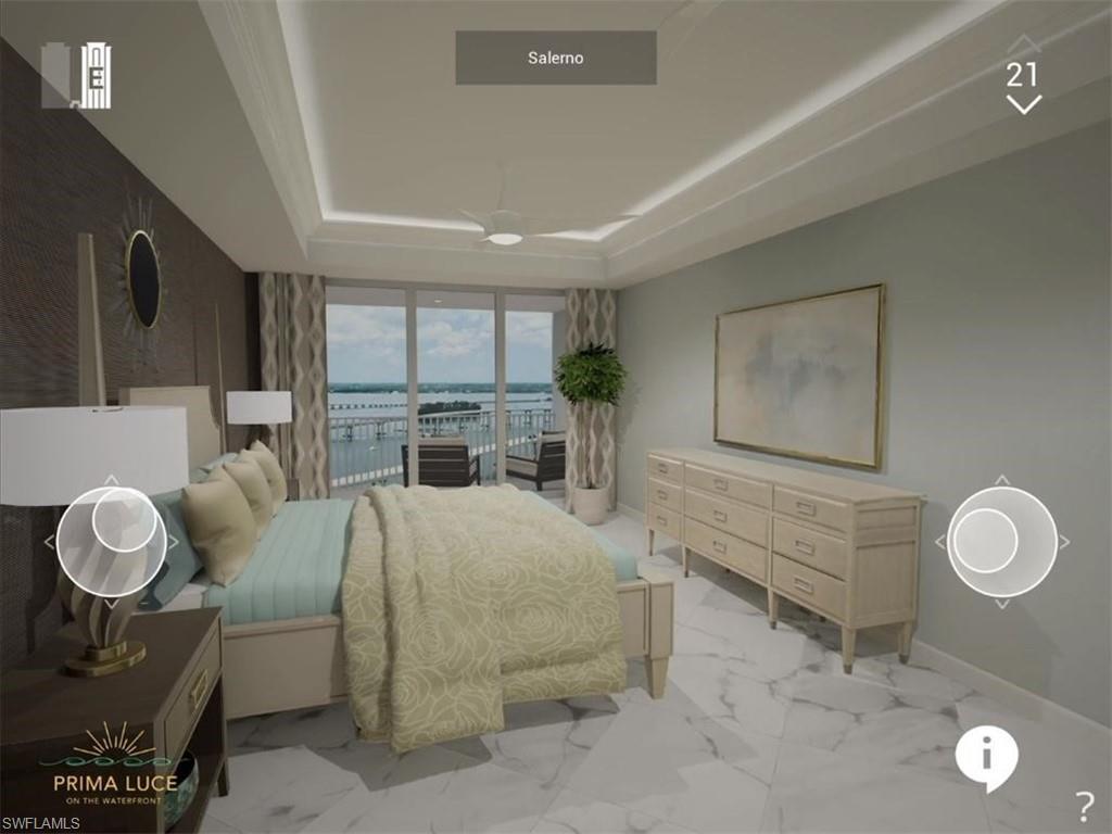 Image 4: Master bedroom with a private balcony and river front view.