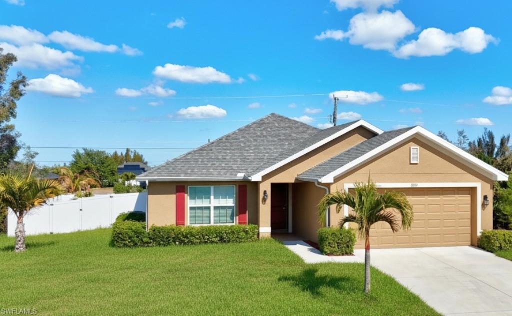 Image 1: Home has 6ft fence & sited to provide large side yard as well as large backyard.