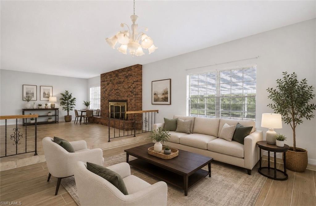Image 3: Living room staged with furniture.