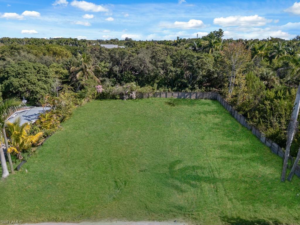 Image 1: View of yard with a view of trees