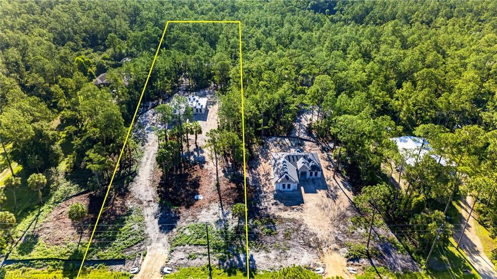 Image 1: Expansive wooded lot featuring a partial clearing, dense tree coverage, and an unpaved access road