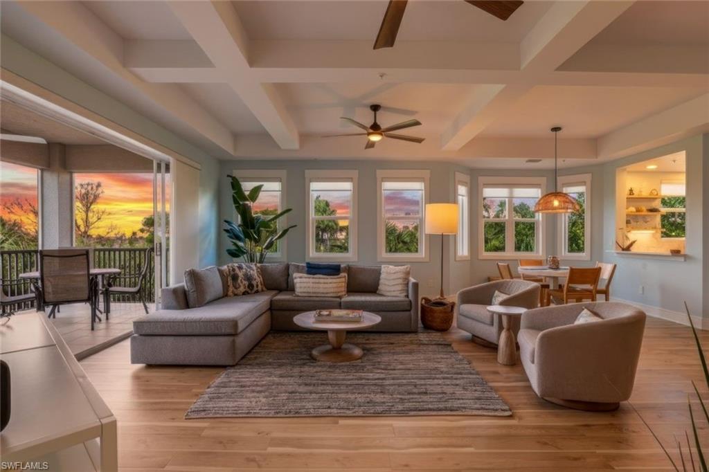 Image 3: Sunroom / solarium with coffered ceiling and beam ceiling
