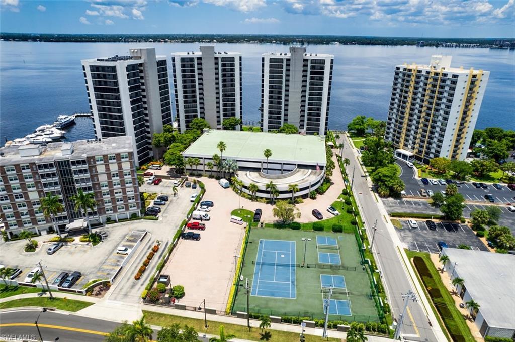 Image 2: Drone / aerial view of Pointe Royale and the Caloosahatchee,
