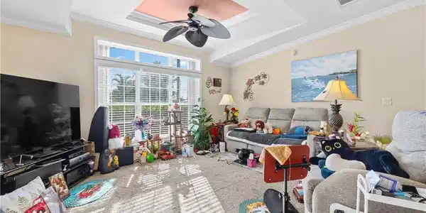 Image 4: Living area with tray ceiling