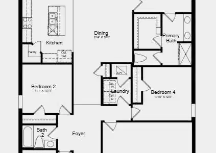 Image 3: Floor Plan - Additional Highlights Include: GE refrigerator, washer and dryer, window blinds throughout, and vertical blinds on the sliding glass door.