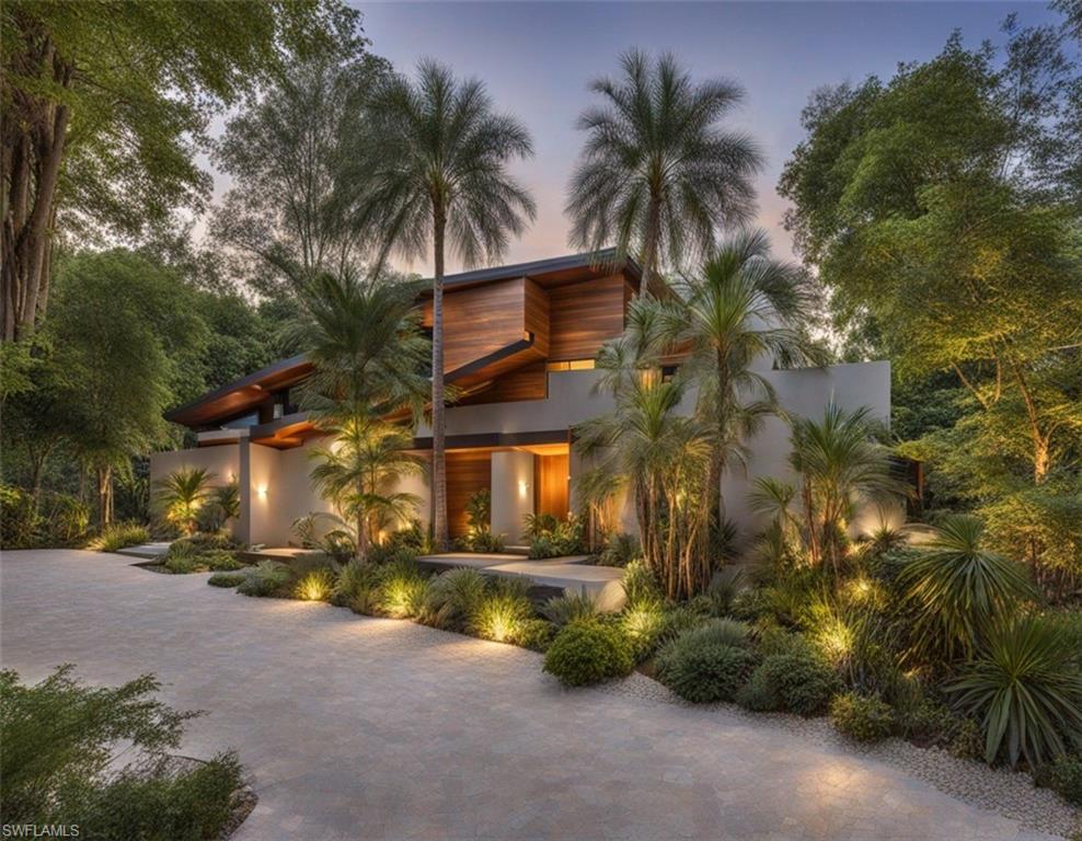 Image 2: Digital RenderingContemporary house with stucco siding and driveway