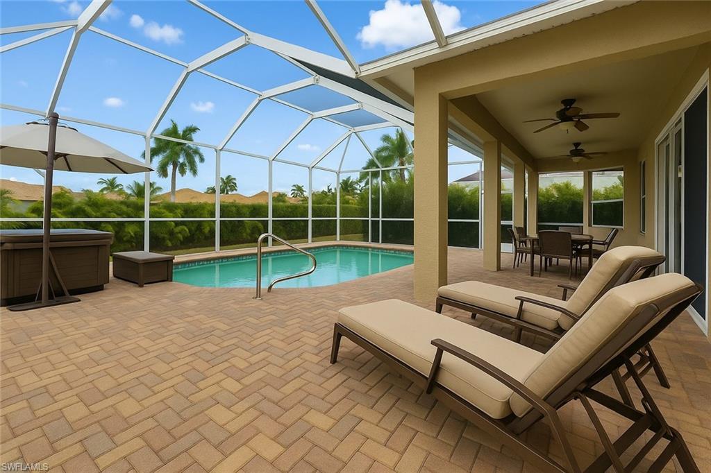 Image 4: Virtually Staged Lanai. Chevron pavers, Complete privacy is with the mature landscaping!