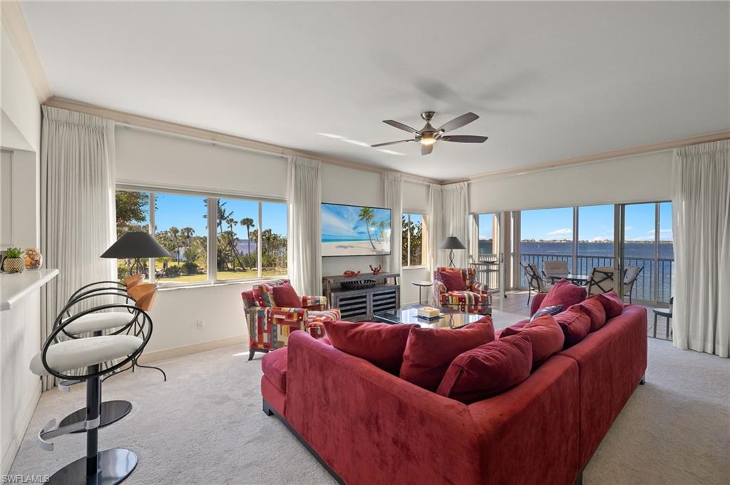 Image 4: Living room featuring Marina, Beach and wide River views from everywhere