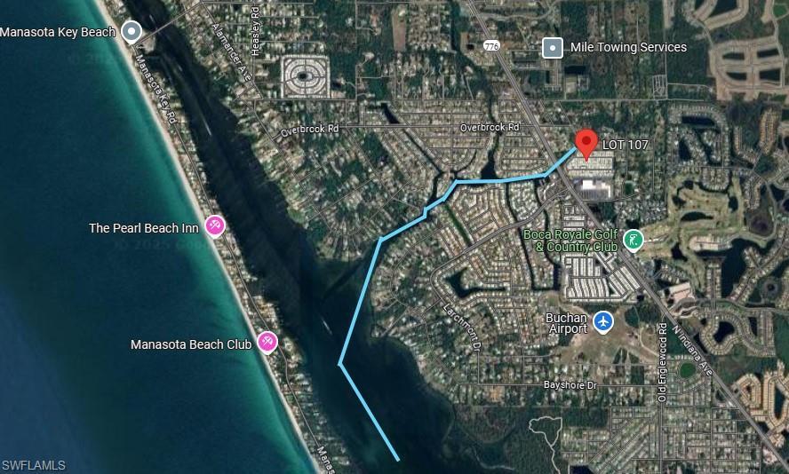 Image 4: Aerial Map. Illustrating the location of Lot 107 in proximity to local landmarks and geographical features