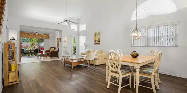 Image 3: Spacious great room has vaulted ceilings, great light and so much room!