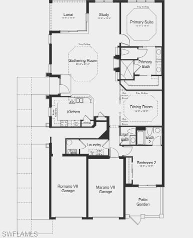 Image 2: Additional highlights include: 8' doors, pocket sliding doors to outdoor living, coffered ceilings, upgraded kitchen cabinets with quartz countertops, 5" baseboards, crown molding, Cafe appliances.