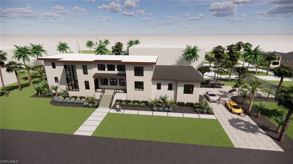Image 4: Virtual Rendering -View of front of home featuring stairway, a front yard, and decorative driveway